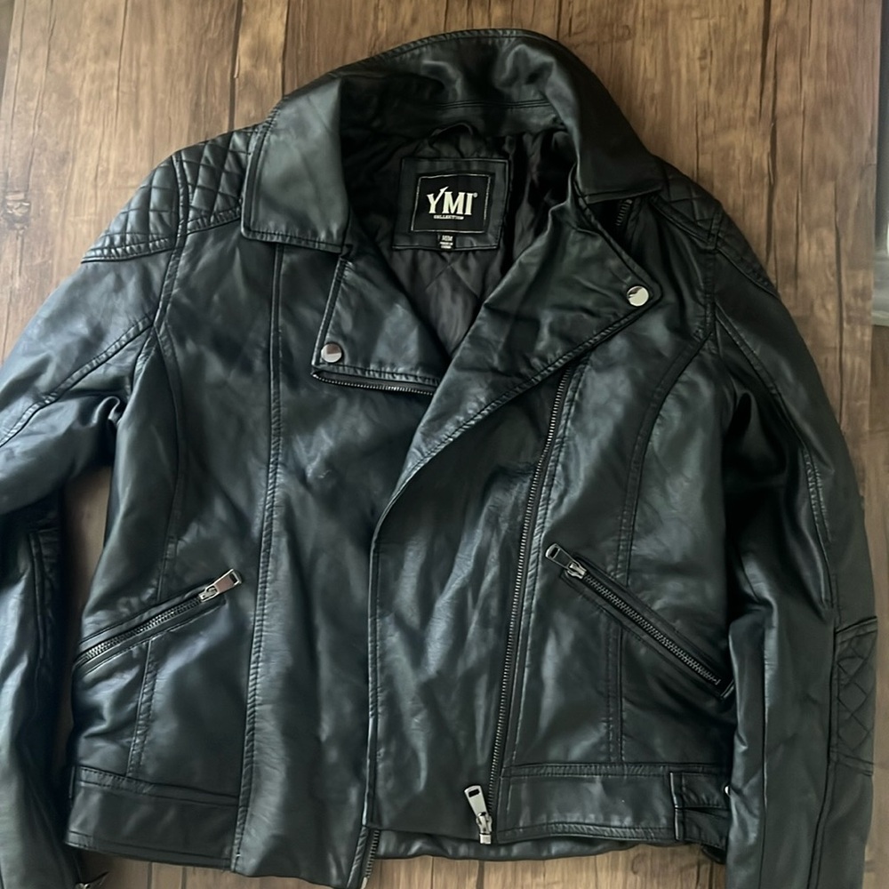 M black leather coat